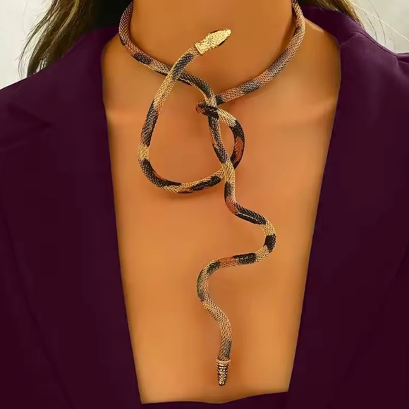Snake Design Wrap Necklace serpent multi - Picture 3 of 9